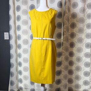Anne Klein Yellow Midi Dress with Belt